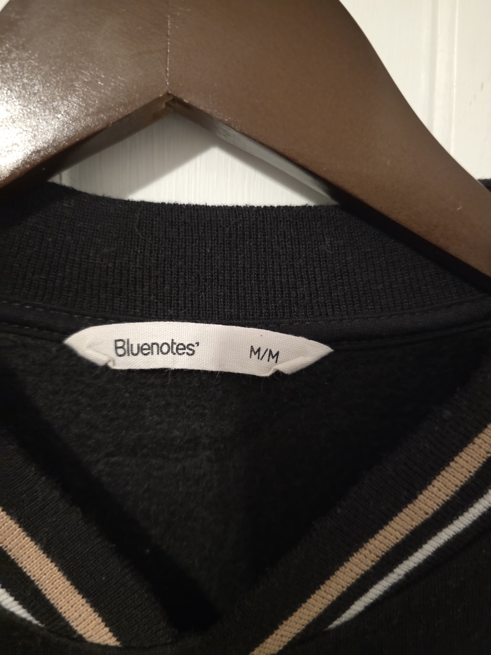 Bluenotes Black Bomber Jacket with Cream Stripe Trim - Picture 2 of 3